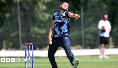 Tom Norton of Glamorgan bowling