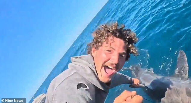 Oscar Ford reeled in a great white shark on Sunday, an experience that he'll never forget