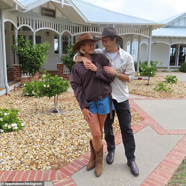 In the images, Brisbane Lions footballer and the QueenslandFirebirds star posed together at a stunning country estate as Tippah showed off her diamond ring. 'Little update,' the post, which the two shared together, was captioned, alongside a white heart emoji