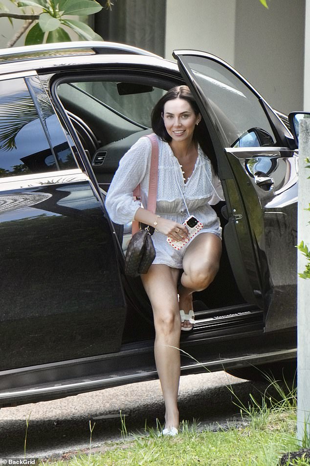 Tess Crosley, the woman at the centre of the Lachie and Jules Neale marriage breakdown, was all smiles on the Gold Coast this week