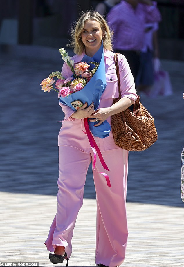 Also showing up for the charity event was Edwina Bartholomew (pictured), who was chic in a retro, baby pink suit