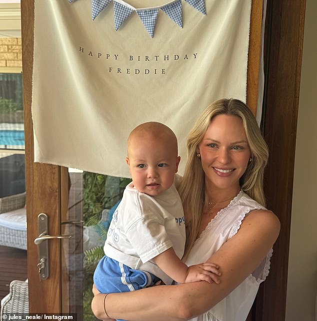 Jules Neale (pictured with one of her two children with Lachie) has moved back to Perth