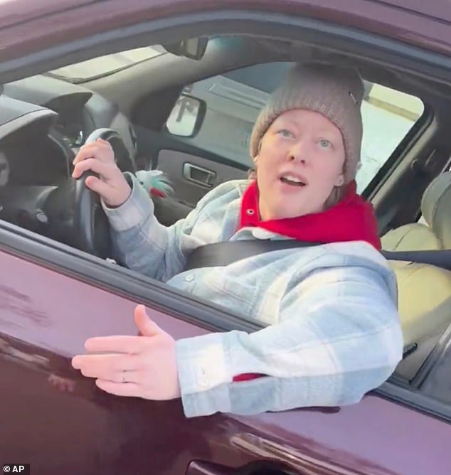 The ICE agent Jonathan Ross shot and killed Good, 37, while she was behind the wheel of her Honda Pilot during a protest over immigration raids in Minneapolis on Wednesday; she's pictured seconds before Ross killed her