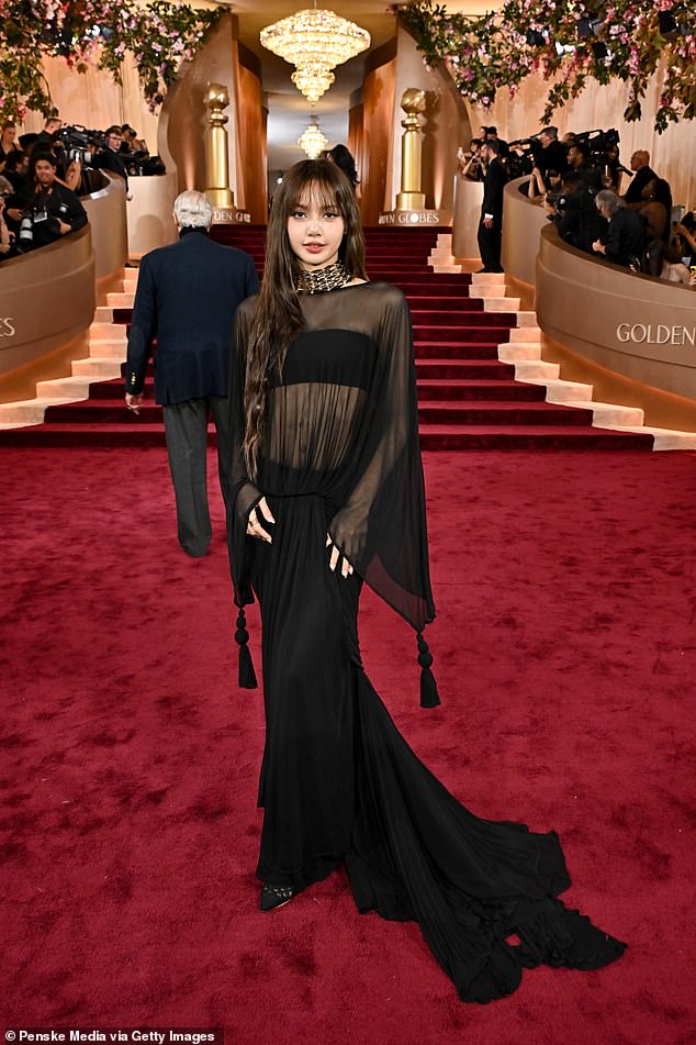 Singer Lisa wore a dramatic black Jacquemus dress