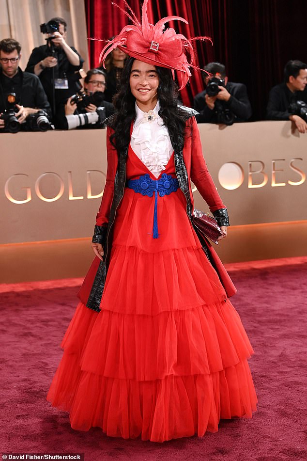 Piper Curda went with a more unusual red carpet outfit