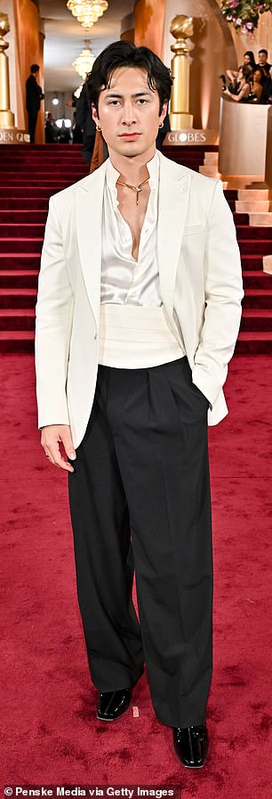 Hudson Williams was also clad in white