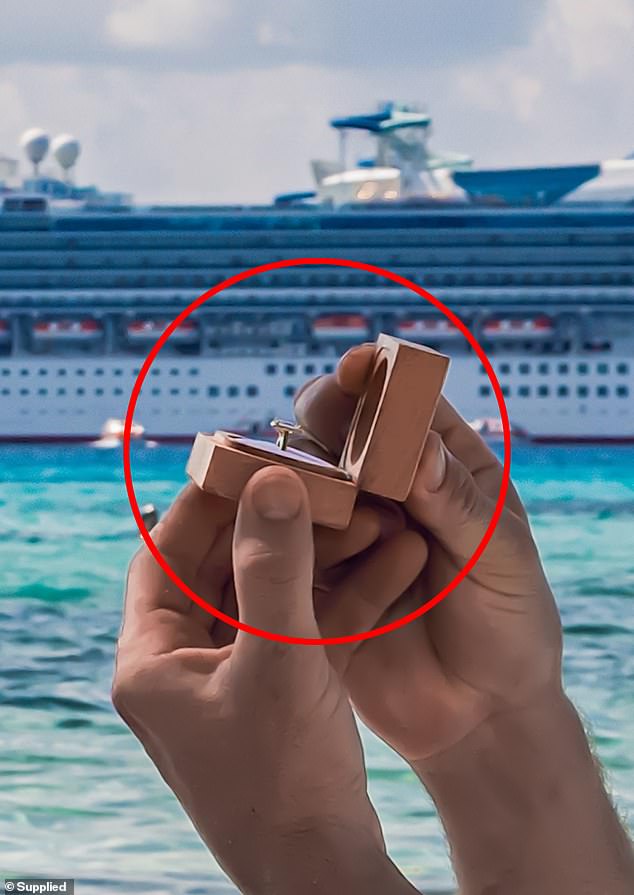 Ms Latta says her husband has a Shrek finger in her ring shot