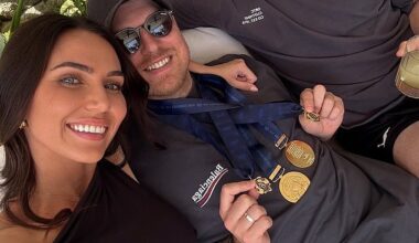 Ben Crosley (centre) has been unwillingly thrust into the media glare following his wife Tess's (left) alleged affair with his close friend, Brisbane Lions star Lachie Neale (right)