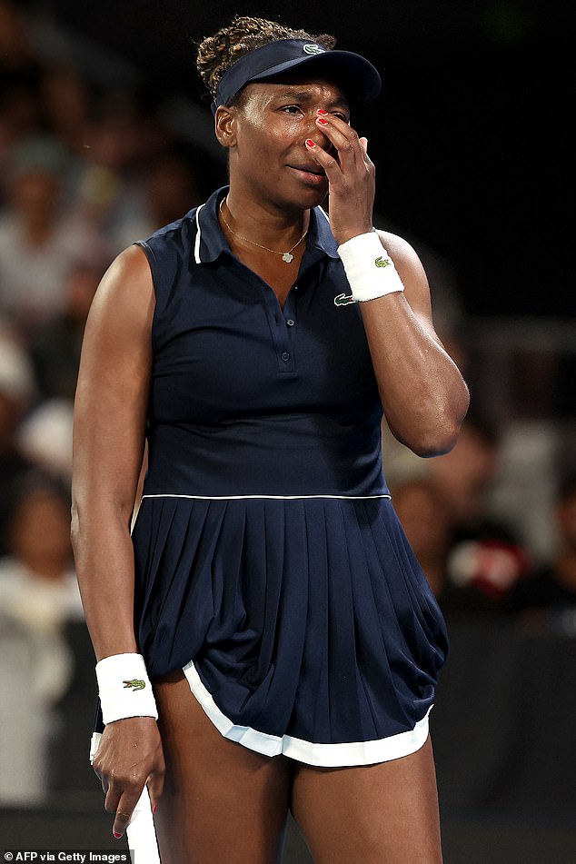 Venus Williams lost to Olga Danilovic 6-7 (5-7) 6-3 6-4 in the first round at the Australian Open on Sunday night (pictured)