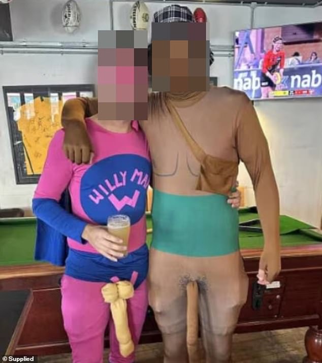 Another image showing players in phallic costumes, with one wearing blackface, is also being investigated (pictured)