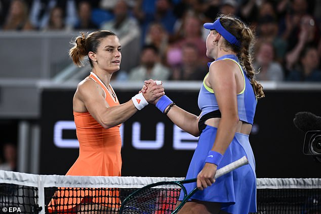 Andreeva's opponent Maria Sakkari (pictured left) got some very vocal support from Greek fans at Melbourne Park