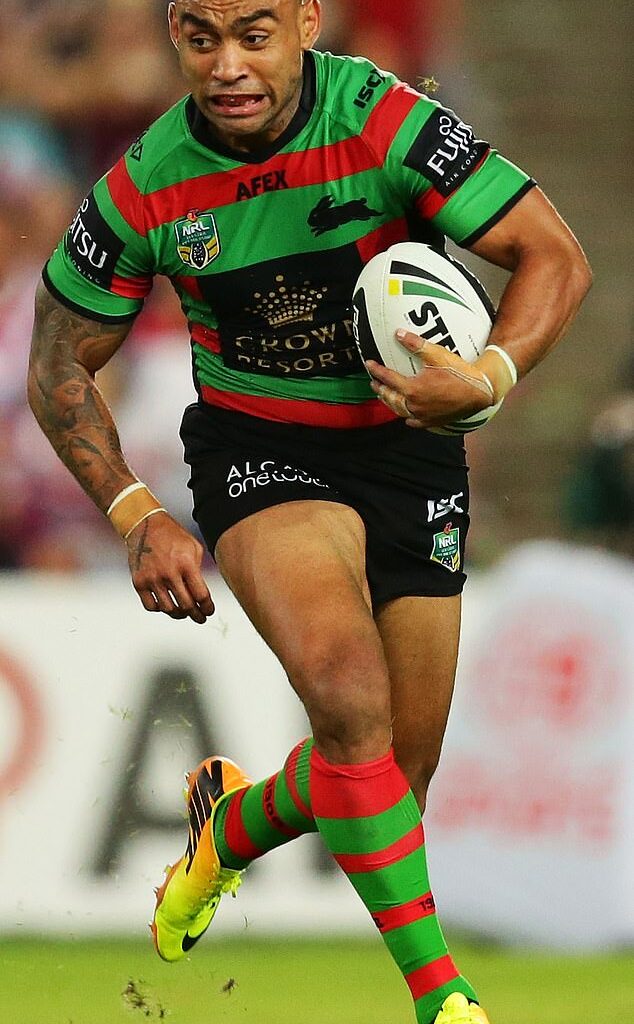 Troubled former NRL star Nathan Merritt was involved in a street brawl in February last year which left other people in the vicinity 'fear for their safety' (pictured, playing for South Sydney in 2014)