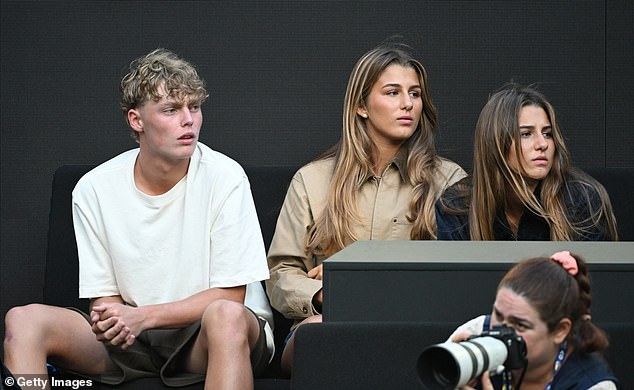 Myla and Charlene sat alongside Cruz Hewitt, son of another ex-tennis star Leyton Hewitt