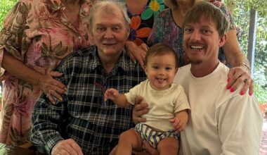 John Farnham made a rare appearance at a family gathering on Saturday, as he continues recovering from cancer surgery. The iconic rocker, 76, beamed as he posed with family and friends, including his son James Farnham and television star Denise Drysdale. All pictured