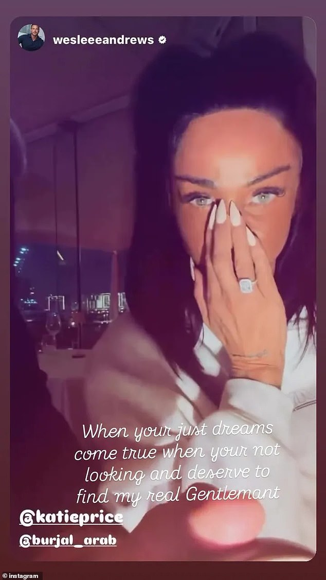 He also appeared to have used the same ring - predicted to cost around £40k - to propose to the star as he used on his ex-wife Dina Taji