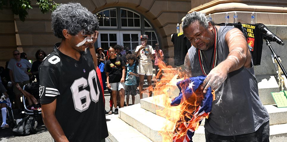 Australia Day 2026 LIVE updates: Invasion Day protester BURNS Australian flag and neo-Nazis are busted hiding in the crowd at anti-immigration rally - as cops are forced to swoop on confrontation between rival demonstrators