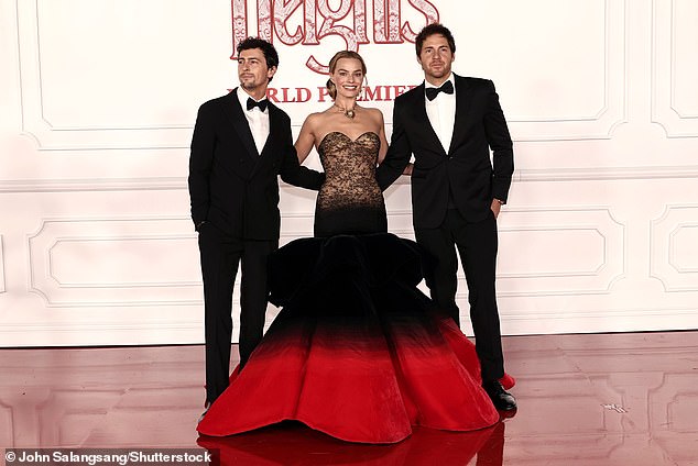 Robbie's husband Tom Ackerley supported his superstar spouse at the premiere; the couple seen with fellow Wuthering Heights producer Josey McNamara
