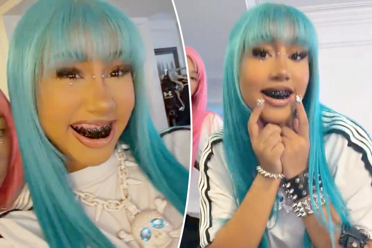 North West, 12, shows off new bridge piercing, blackened teeth and 106-carat diamond pendant in new TikTok videos