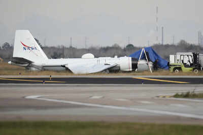 <p>A NASA aircraft sits near a runway at Ellington Airport after making a belly landing on Tuesday, Jan. 27, 2026, in Houston. (AP Photo/Ashley Landis)</p> Watch: Nasa research plane makes emergency belly landing in Texas; crew safe
