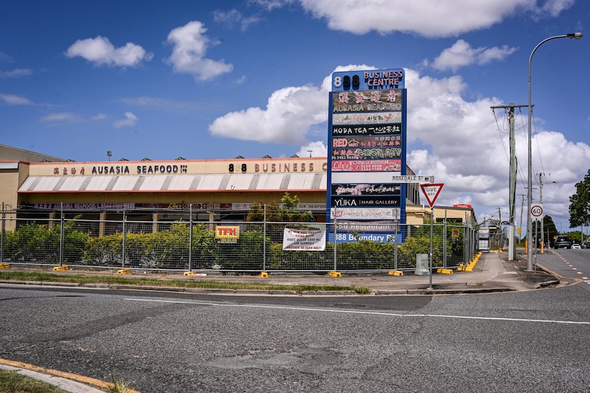 A derelict shopping centre.