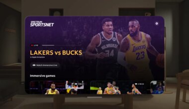 Courtside via Vision Pro. | The Verge