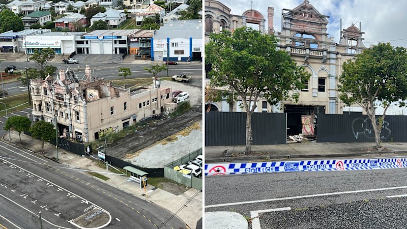 Woolloongabba building burns for third time