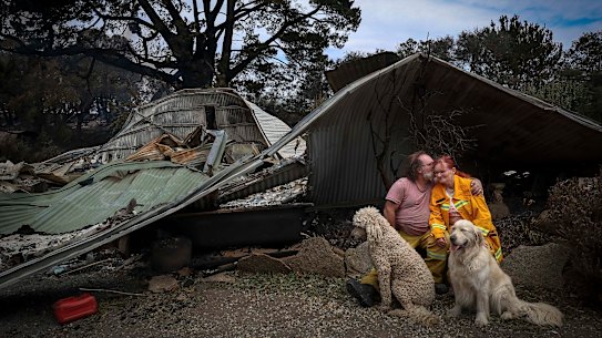 Ann and Jaime Laherty-Hunt grapple with the aftermath of fire at their property Ruffy.