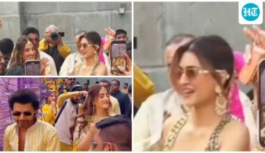 Kriti Sanon turns a happy bridesmaid in dazzling outfit as she dances at Nupur and Stebin Ben's haldi ceremony: Watch