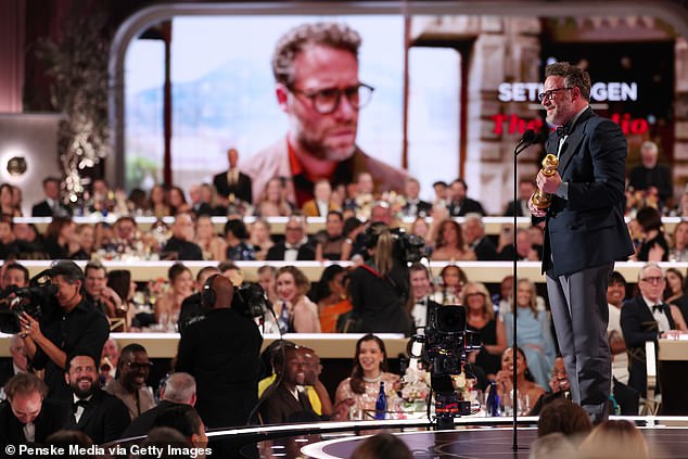 Seth Rogen at the 83rd Annual Golden Globes held at The Beverly Hilton on January 11, 2026 in Beverly Hills, California. (Photo by Christopher Polk/2026GG/Penske Media via Getty Images)