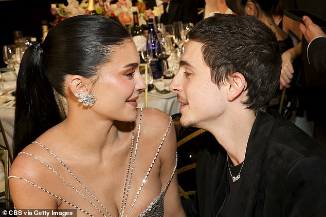 BEVERLY HILLS, CALIFORNIA - JANUARY 11: (L-R) Kylie Jenner and TimothÃ©e Chalamet attend the 83rd Annual Golden Globe Awards at The Beverly Hilton on January 11, 2026 in Beverly Hills, California. (Photo by Stewart Cook/CBS via Getty Images)