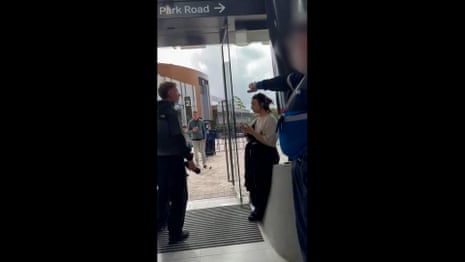 Teenage girl wearing jersey with Palestinian flag refused entry to Sydney A-League game – video