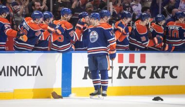 Oilers defenceman Evan Bouchard joins elite company with 6-point game