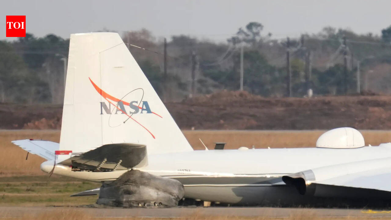 Watch: Nasa research plane makes emergency belly landing in Texas; crew safe