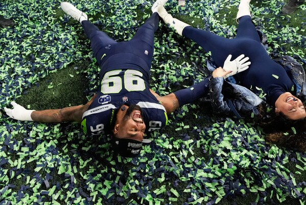 Seattle Seahawks defensive tackle Leonard Williams (99) celebrates after a win over the Los Angeles Rams in the NFC Championship NFL football game Sunday, Jan. 25, 2026, in Seattle. (AP Photo/Godofredo A. Vásquez, File)