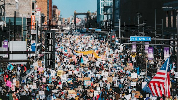 A mass protest against ICE and the Trump administration in Minneapolis on Friday, January 23, the day before Alex Pretti was killed.