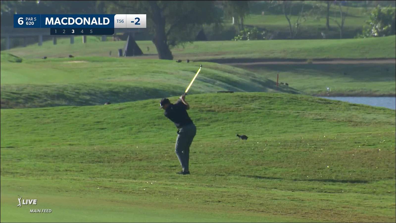 Stuart Macdonald hits third below the hole and birdies at Mexico Open