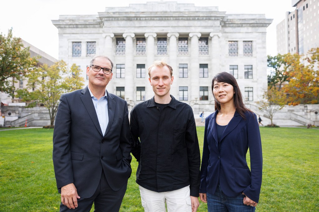 Sebastian Schneeweiss (from left), Nils Krüger, and Shirley Wang.