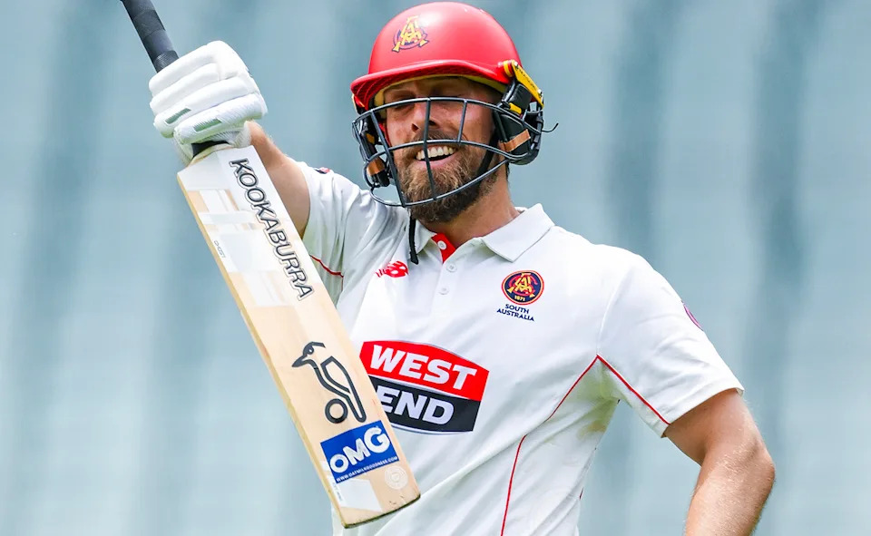 Jake Lehmann in action for South Australia in Sheffield Shield.
