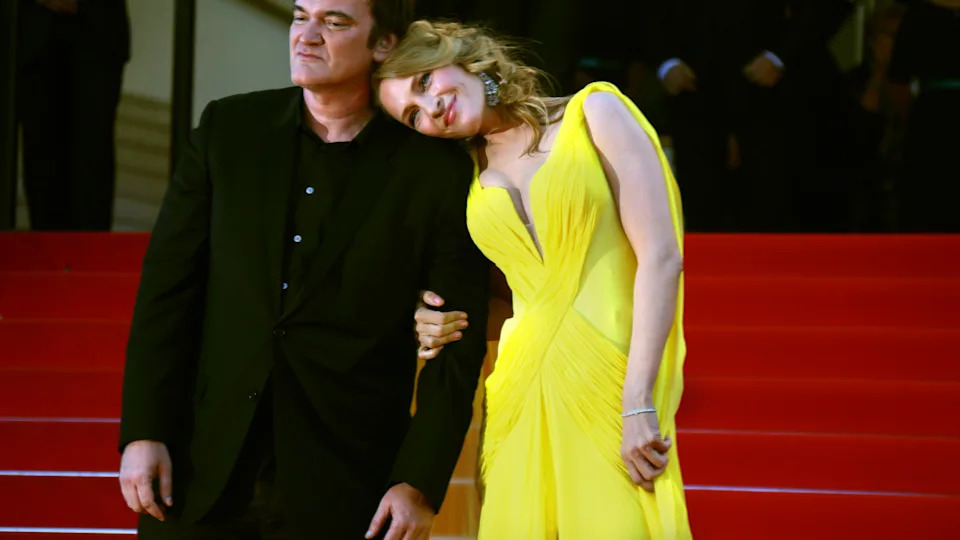 US director Quentin Tarantino and US actress Uma Thurman attend the premiere of "Sils Maria" during the 67th Cannes International Film Festival at Palais des Festivals in Cannes, France, on 23 May 2014Hubert Boesl&sol;Getty Images