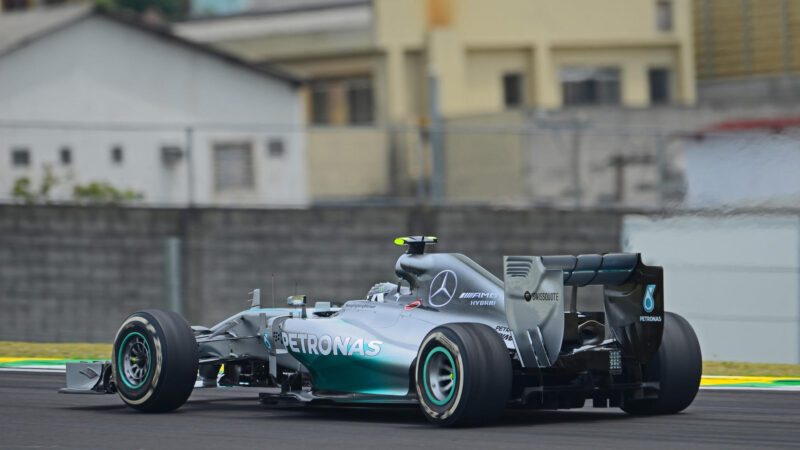 Nico Rosberg (Mercedes) during practice before the 2014 Brazilian Grand Prix at Interlagos Nico Rosberg (Mercedes) during practice before the 2014 Brazilian Grand Prix at Interlagos