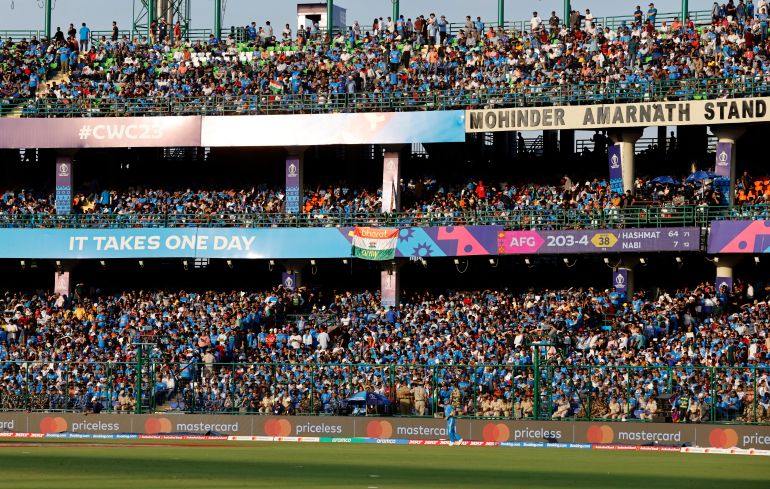India fans in the stands in Arun Jaitley Stadium, Delhi