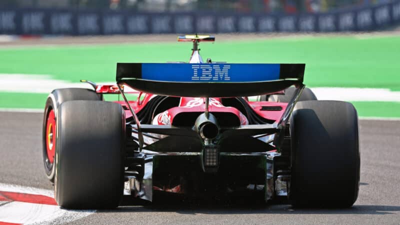 Antonio Fuoco (Ferrari) seen from behind during FP1 practice at the Mexican Grand Prix