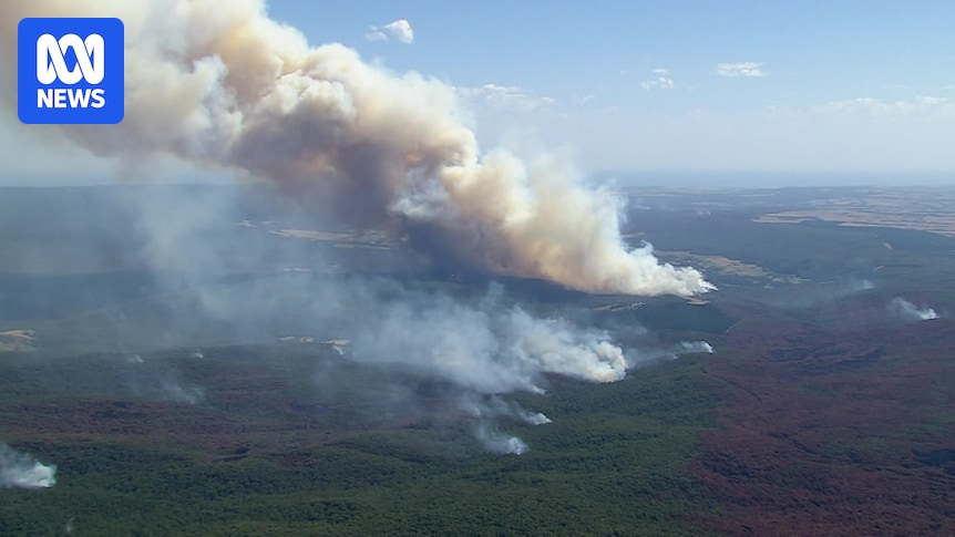 Bushfire threatens communities in Victoria's south-west as temperatures soar across the state