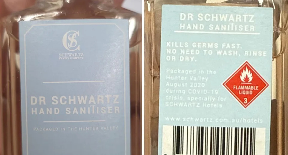 This hand sanitiser has been recalled because it contains methanol, which is highly toxic if ingested. Picture: ACCC

