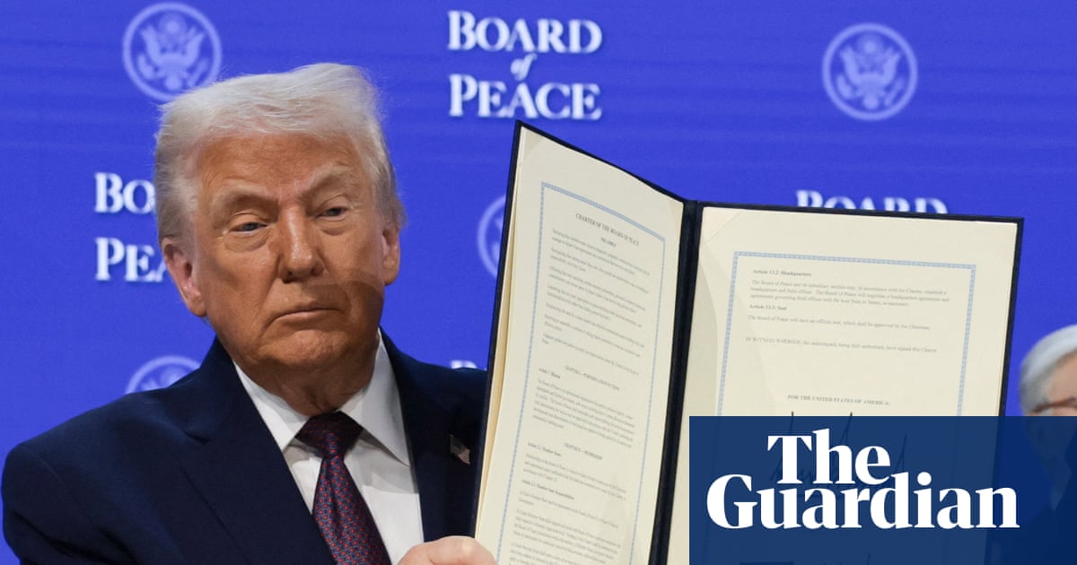 Trump claims world ‘richer, safer’ than year ago at launch of his ‘board of peace’ | Donald Trump