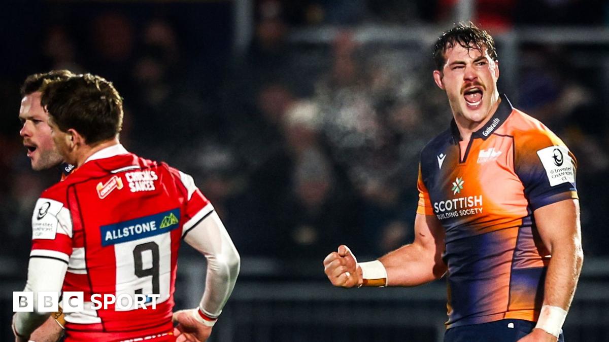 Liam McConnell celebrates scoring a try for Edinburgh against Gloucester