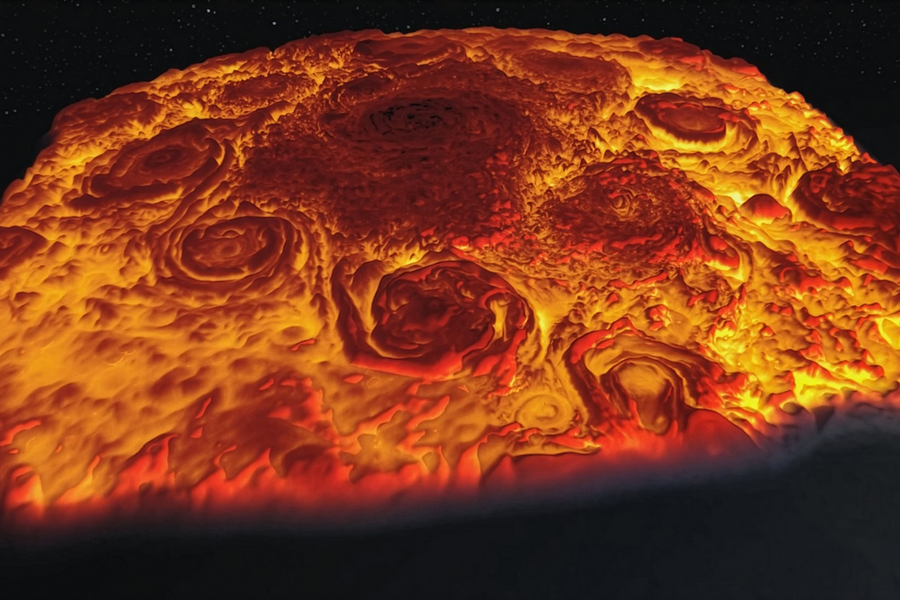 The 8 polar vortices seen at the north pole of Jupiter
