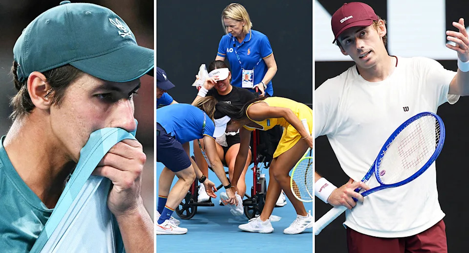 Alexei Popyrin, Priscilla Hon and Alex de Minaur.