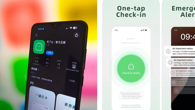 The app prompts users to check in daily.