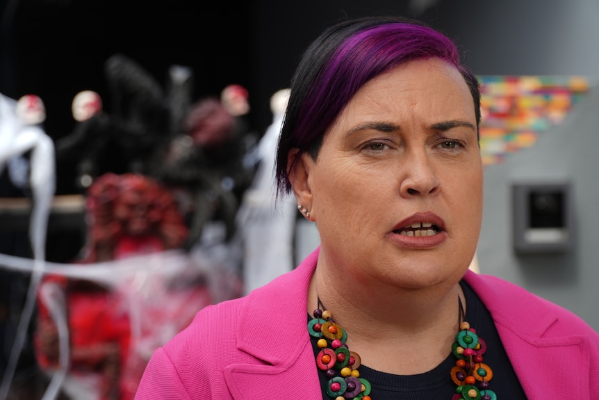 Consumer Protection commissioner Trish Blake in headshot talking.